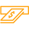 orange dollar coming out from atm machine icon